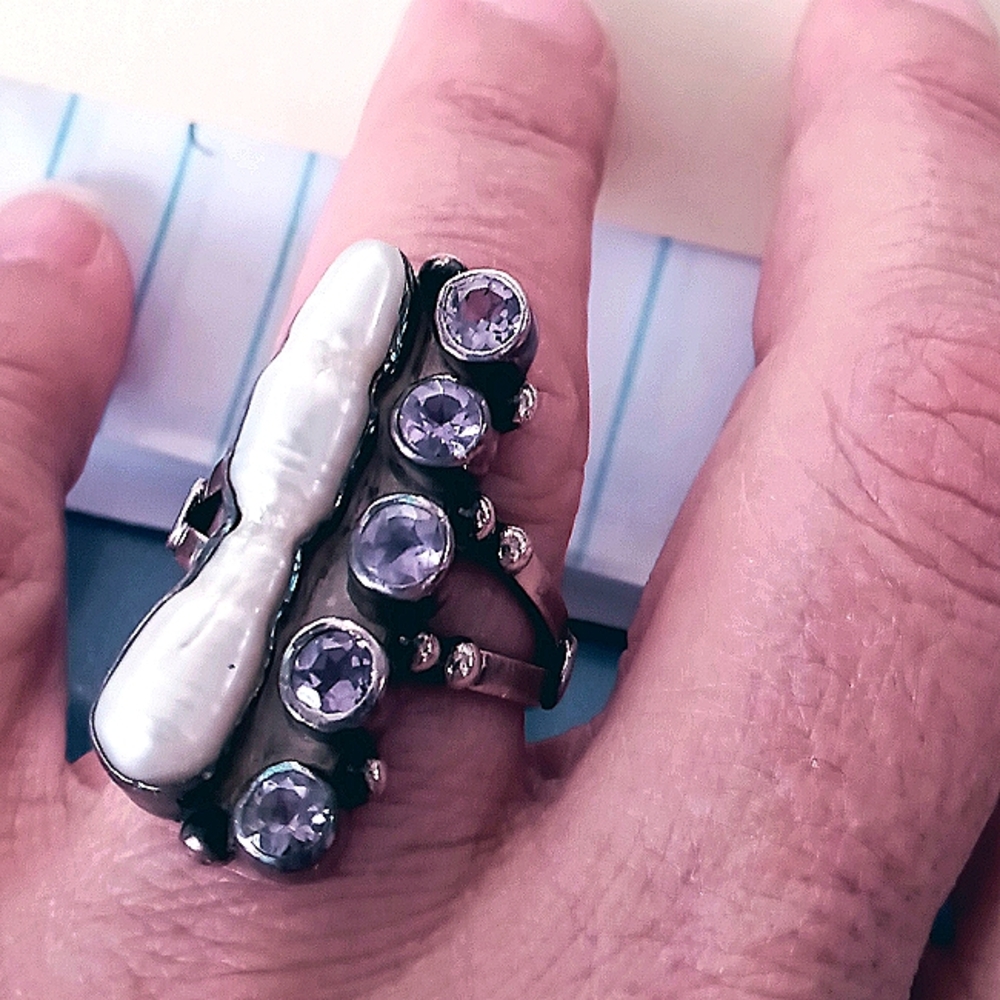 Sterling silver amethyst woman's ring beautiful boho bohemian sz 7.5